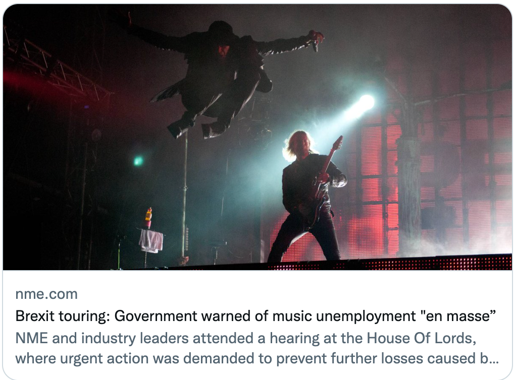 Brexit touring: Government warned of music unemployment en masse