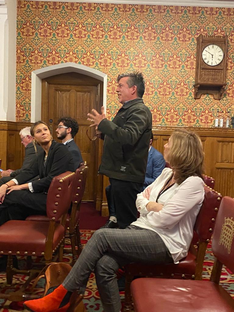 Angus MacKenchnie - OutdoorArtsUK addresses the parliamentarians.