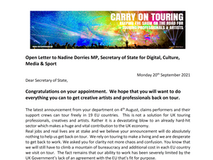 Open Letter to Nadine Dorries MP, Secretary of State for Digital, Culture, Media & Sport